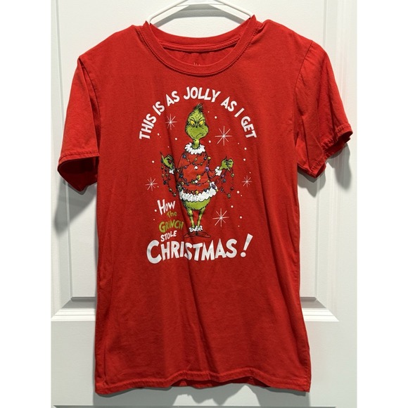 Dr Seuss Tops - The Grinch How the Grinch Stole Christmas Red Graphic T‎ Shirt Womens Small